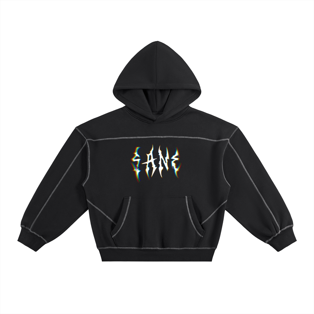 Contrast-Stitched Boxy Fleece Hoodie